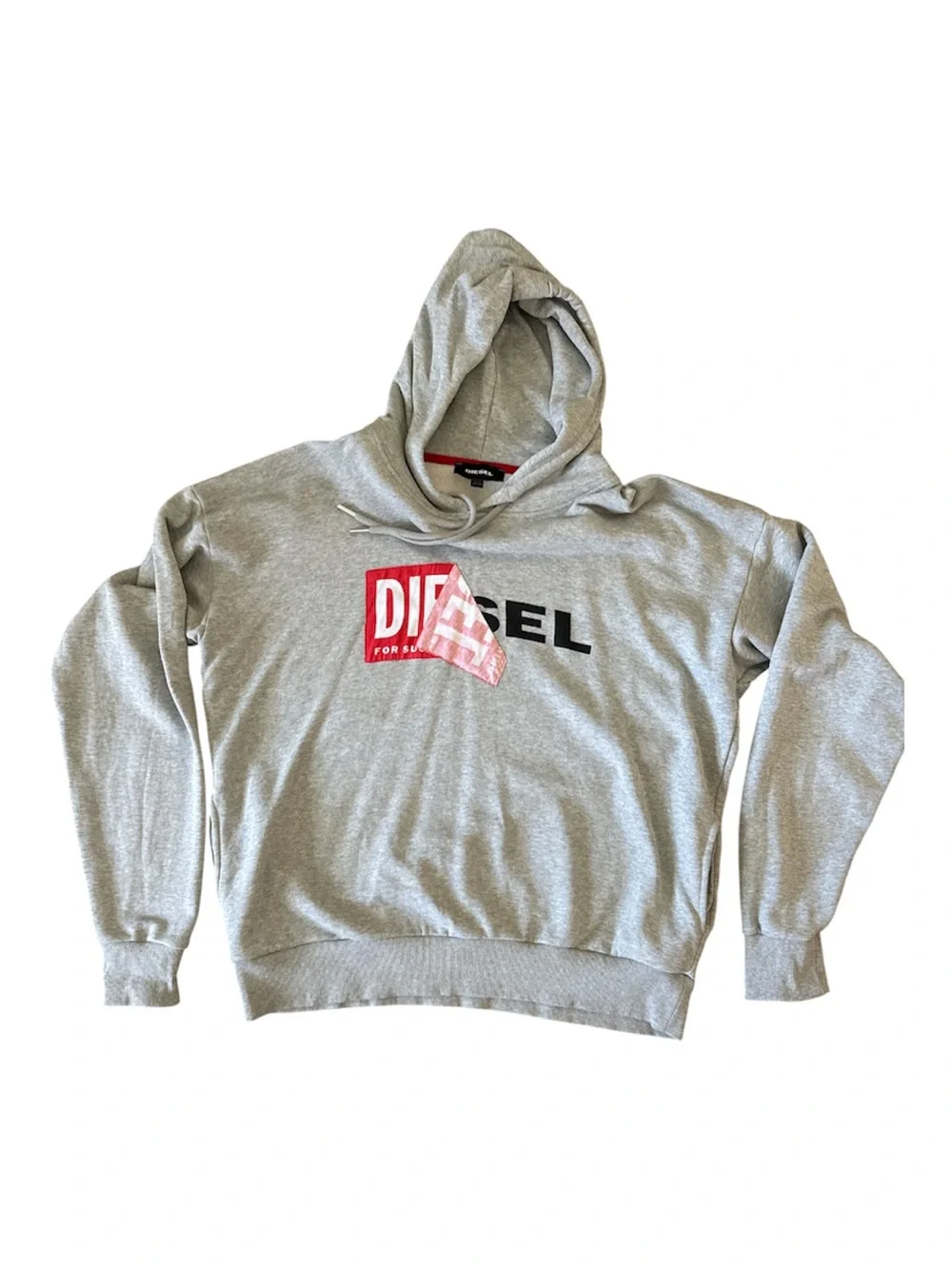 Diesel Gray Hoodie with Red and Black Logo - Picture 1 of 6